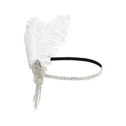 1920er Jahre Stirnband Vintage Braut Party Kopfschmuck Zubehör Requisiten Perlen Stirnband Kette 02-um 30-35cm von Pohullan