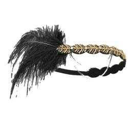 Feder Haarband 1920er Jahre Flapper Party Haarschmuck Indische Haarschmuck Vintage Kopfschmuck, 1, Einheitsgröße von Pohullan