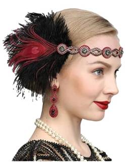 Feder Haarband 1920er Jahre Flapper Party Haarschmuck Indische Haarschmuck Vintage Kopfschmuck, 17, Einheitsgröße von Pohullan