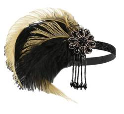 Feder Haarband 1920er Jahre Flapper Party Haarschmuck Indische Haarschmuck Vintage Kopfschmuck, 5, Einheitsgröße von Pohullan