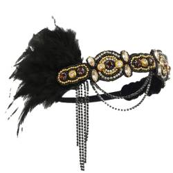 Feder Haarband 1920er Jahre Flapper Party Haarschmuck Indische Haarschmuck Vintage Kopfschmuck, 9, Einheitsgröße von Pohullan