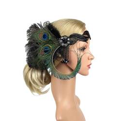 Haarschmuck Strass Perlen Pailletten Haarband 1920er Jahre Vintage Frauen Flapper Feder Stirnband EN8 Größe passt allen von Pohullan