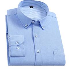 Herren Solid Casual Dicke Oxford Baumwolle Hemden Regular Knopfkragen Plaid Gestreiftes Hemd, 1616-7, 3XL von Pohullan