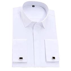 Klassisches Herren-Kleid Hemd Französische Manschetten Solid Business Formal Regular Office Arbeit Weiß Hemden, weiß, S von Pohullan