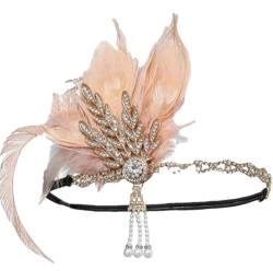 Pfauenfeder Stirnband 1920er Jahre Flapper Kopfschmuck Quaste Vintage Party Haarschmuck, N, Einheitsgröße von Pohullan