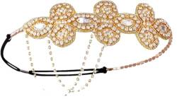 Pohullan 1920er Jahre Flapper Stirnband Kristall Kopfschmuck Haarschmuck Leistung Hochzeit Party Headwear, Gold, Einheitsgröße von Pohullan