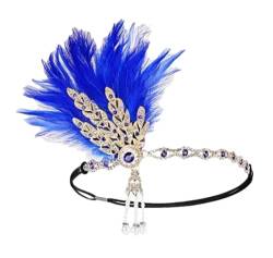 Pohullan Pfauenfeder Haarband Strass 1920er Jahre Flapper Haarband Cocktail Party Ornamente, 6, Einheitsgröße von Pohullan