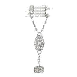 Silber 20S Kopfschmuck Vintage 1920er Jahre Stirnband Flapper Schmuck Zubehör Hochzeit Kopfschmuck, Silber b, Einheitsgröße von Pohullan