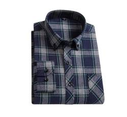 Smart Dress Shirts für Herren, klassisches Karomuster, langärmelig, Knopfleiste, Vordertasche, Freizeithemd, C12, XXXXX-Large von Pohullan