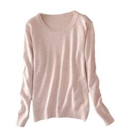 Damen Pullover Kaschmir Pullover O-Ausschnitt Langarm Sweater Knit Sweater, beige, L von Pokem&Hent