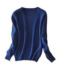 Damen Pullover Kaschmir Pullover O-Ausschnitt Langarm Sweater Knit Sweater, denim-blau, XX-Large von Pokem&Hent