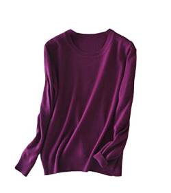 Damen Pullover Kaschmir Pullover O-Ausschnitt Langarm Sweater Knit Sweater, violett, L von Pokem&Hent