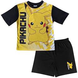 Jungen Pikachu Pokemon Schlafanzug kurz – Größen 5–12 Jahre, schwarz / gelb, 134 von Pokémon
