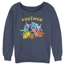 Pokemon Damen Gotta Catch Eeveelutions Junior Raglan-Pullover mit Deckstich Fleece, Blau meliert, S von Pokémon