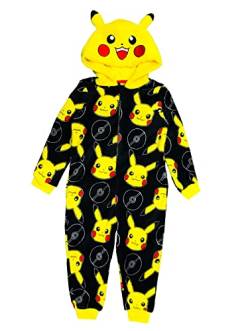 Pokemon Einteiler für Jungen, Kinder-Pyjama, Pikachu, Gelb, 3D-Ohren, All-in-One-Outfit, Gamer Merchandise, Pikachu, 134 von Pokémon