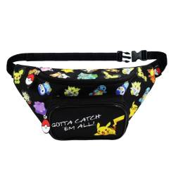 Pokemon Gürteltasche für Jungen, Kindertasche, Pikachu Charmander Squirtle Charmander Meowth Eevee Design, Verstellbare Tasche, Geschenk für Kinder und Teenager Mehrfarbig von Pokémon