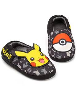 Pokemon Hausschuhe Jungen Kinder Pikachu Pokeball Black House Schuhe Müßiggänger 28 von Pokémon