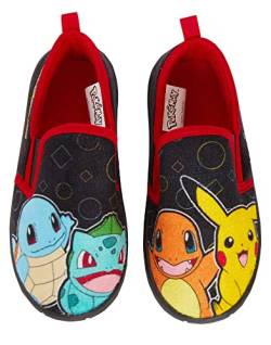 Pokemon Hausschuhe für Kinder Jungen Mädchen Pikachu Slipper mit strapazierfähiger Innen- und Außensohle zum Hineinschlüpfen, Schwarz, 32 EU von Pokémon