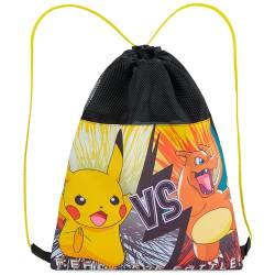 Pokemon Jungen Kordelzug Turnbeutel, Pikachu Schwimmtasche Kinder Gym Bag Sporttasche - Jungs Geschenke von Pokémon