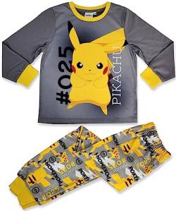 Pokemon Jungen Pyjama-Set, superweiche Hose, 3–10 Jahre, grau, 7-8 Jahre von Pokémon