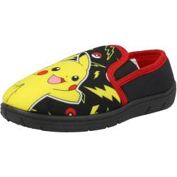 Pokemon Jungen oder Mädchen Twin Gusset Slip On Hausschuhe, Schwarz/Rot, Größe 9 UK, 27 EU von Pokémon