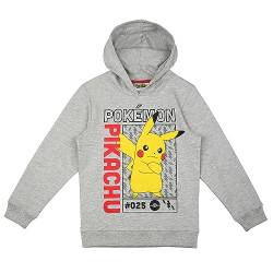 Pokemon Kapuenpullover Hoody Hoodi Junge Mädchen Pikachu (128, Grau) von Pokémon