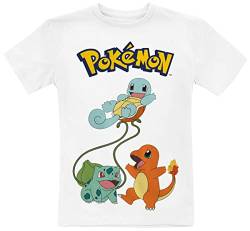 Pokémon Kids - Original Trio Unisex T-Shirt weiß 152 100% Baumwolle Anime, Fan-Merch, Gaming von Pokémon