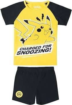 Pokémon Kids - Pikachu - Charged for Snoozing! Männer Kinder-Pyjama schwarz/gelb 146/152 von Pokémon