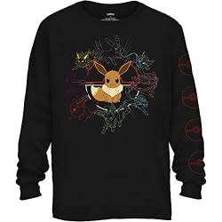 Pokémon Mono Eeveeloutions Eevee T-Shirt, Langarm Schwarz, Mittel von Pokémon