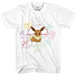 Pokémon Mono Eeveeloutions Eevee T-Shirt, Weiß, X-Groß von Pokémon