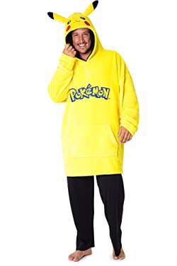 Pokemon Oversized Hoodie Herren, Pikachu Fleece Pullover Herren Hoodie Blanket (Gelb) von Pokémon