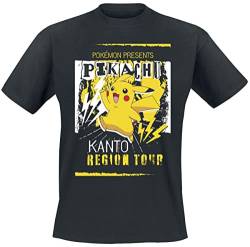 Pokémon Pikachu Kanto Region Tour Männer T-Shirt schwarz L von Pokémon