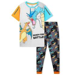Pokemon Schlafanzug Jungen Pyjama Kinder 4-14 Jahre Sommer Winter Nachtwäsche Oberteil Kurz Pyjamahose Lang (Grau/Schwarz, 5-6 Jahre) von Pokémon
