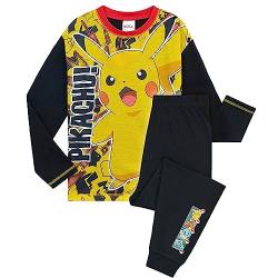 Pokemon Schlafanzug Kinder Pikachu Pyjama Jungen und Mädchen (Schwarz/Gelb, 11-12 Jahre) von Pokémon