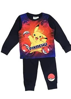 Pokemon Schlafanzug für Jungen, Größe 3-12 Jahre, Rot, navy, 134 von Pokémon