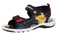 Pokemon Sport-Sandalen für Jungen und Kinder, Pikachu-Pokeball, offener Zehenbereich, einfach zu befestigen, Sommerschuhe, Schwarz , 32 EU von Pokémon