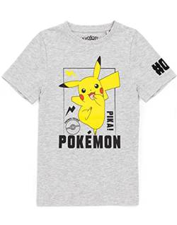 Pokemon T-Shirt Jungen Kinder Pikachu Charakter Spiel Grau Kurzarm Top 4-5 Jahre von Pokémon