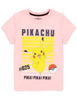 Pokemon T-Shirt Mädchen Kinder Pikachu Charakter Spiel Kurzarm Rosa Top 13-14 Jahre von Pokémon