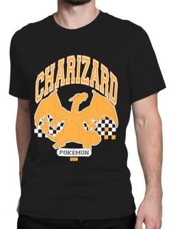 Pokémon T-Shirt für Erwachsene | Herren Charizard T-Shirt | Herren T-Shirts | Offizielles Charizard Merchandise Schwarz Klein von Pokemon