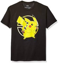 Pokemon Unisex-Erwachsene Pokémon Pikachu Poké Ball Icon Trainer T-Shirt, schwarz, X-Groß von Pokémon