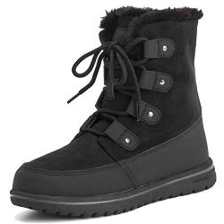 Polar Boot Damen Gesteppt Kurz Schnee Winter Kunstpelz Warm Dauerhaft Wasserdicht Stiefel - 3 - BLK36 AYC0520 von Polar Boot