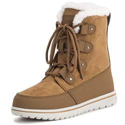 Polar Boot Damen Gesteppt Kurz Schnee Winter Kunstpelz Warm Dauerhaft Wasserdicht Stiefel - 3 - TAN36 AYC0522 von Polar Boot