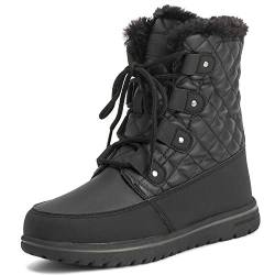 Polar Boot Damen Gesteppt Kurz Schnee Winter Kunstpelz Warm Dauerhaft Wasserdicht Stiefel - 6 - BLK39 AYC0523 von Polar Boot