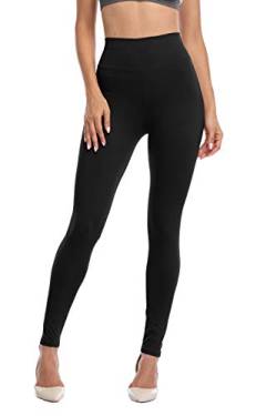 Damen-Yogahose mit hoher Taille, butterweich, Stretch-Leggings für Radfahren, Laufen, Schwarz, 12-24 von Polar Bunny