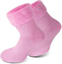 3 Paar Sehr warme Socken mit Vollplüsch und Schafwolle/Nie wieder kalte Füße! Farbe Extrem Hot – Rosa Größe 39-42 von Polar Husky