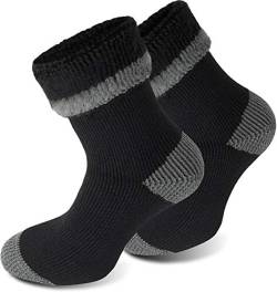 3 Paar Sehr warme Socken mit Vollplüsch und Schafwolle/Nie wieder kalte Füße! Farbe Extrem Hot – Schwarz-Grau Größe 43-46 von Polar Husky