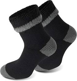 3 Paar Sehr warme Socken mit Vollplüsch und Schafwolle/Nie wieder kalte Füße! Farbe Extrem Hot – Schwarz-Grau Größe 47-50 von Polar Husky