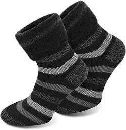 Polar Husky 3 Paar Sehr warme Socken mit Vollplüsch und Schafwolle/Nie wieder kalte Füße! Farbe Extrem Hot – Black Stripe Größe 35-38 von Polar Husky