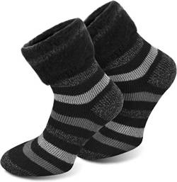 Polar Husky 3 Paar Sehr warme Socken mit Vollplüsch und Schafwolle/Nie wieder kalte Füße! Farbe Extrem Hot – Black Stripe Größe 39-42 von Polar Husky