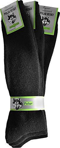 Polar Husky 3 Paar Sehr warme Socken mit Vollplüsch und Schafwolle/Nie wieder kalte Füße! Farbe Tiefschwarz/lang Größe 47-50 von Polar Husky